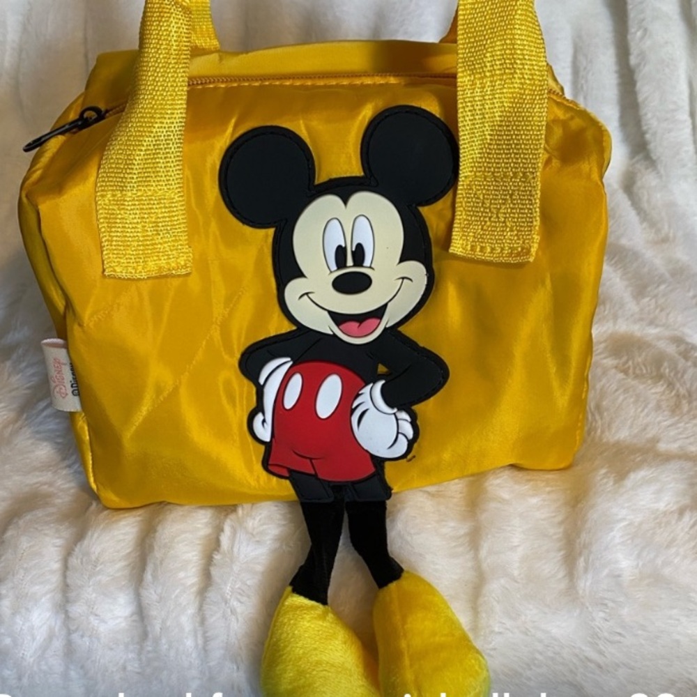 DISNEY Mickey Mouse Insulated Backpack in Yellow with Hanging Legs. - Picture 2 of 5